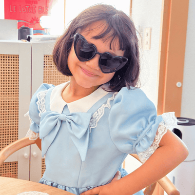 LITTLEHEART - Kids Girls Small Heart Shaped Sunglasses Black Smoke