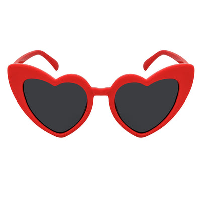 LITTLEHEART - Kids Girls Small Heart Shaped Sunglasses Red Smoke