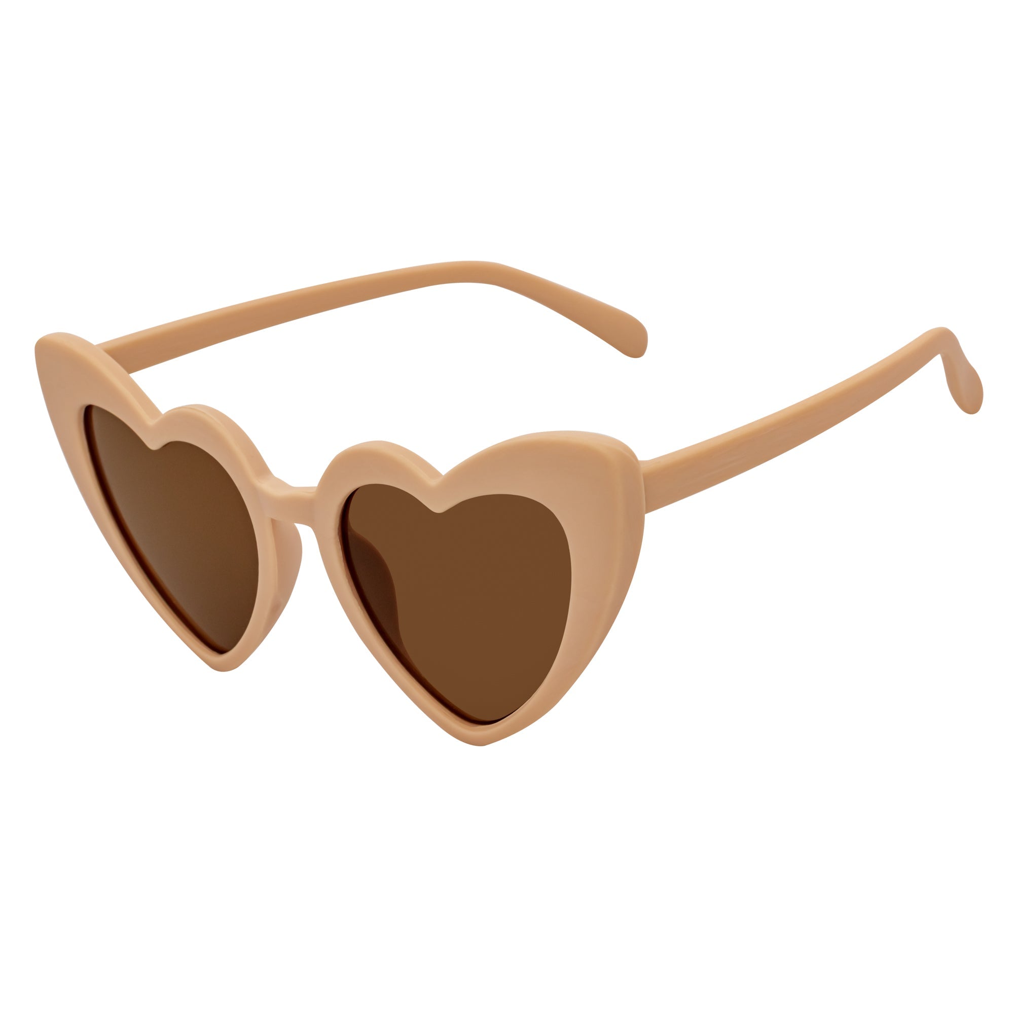 LITTLEHEART - Kids Girls Small Heart Shaped Sunglasses Tan Brown Tint