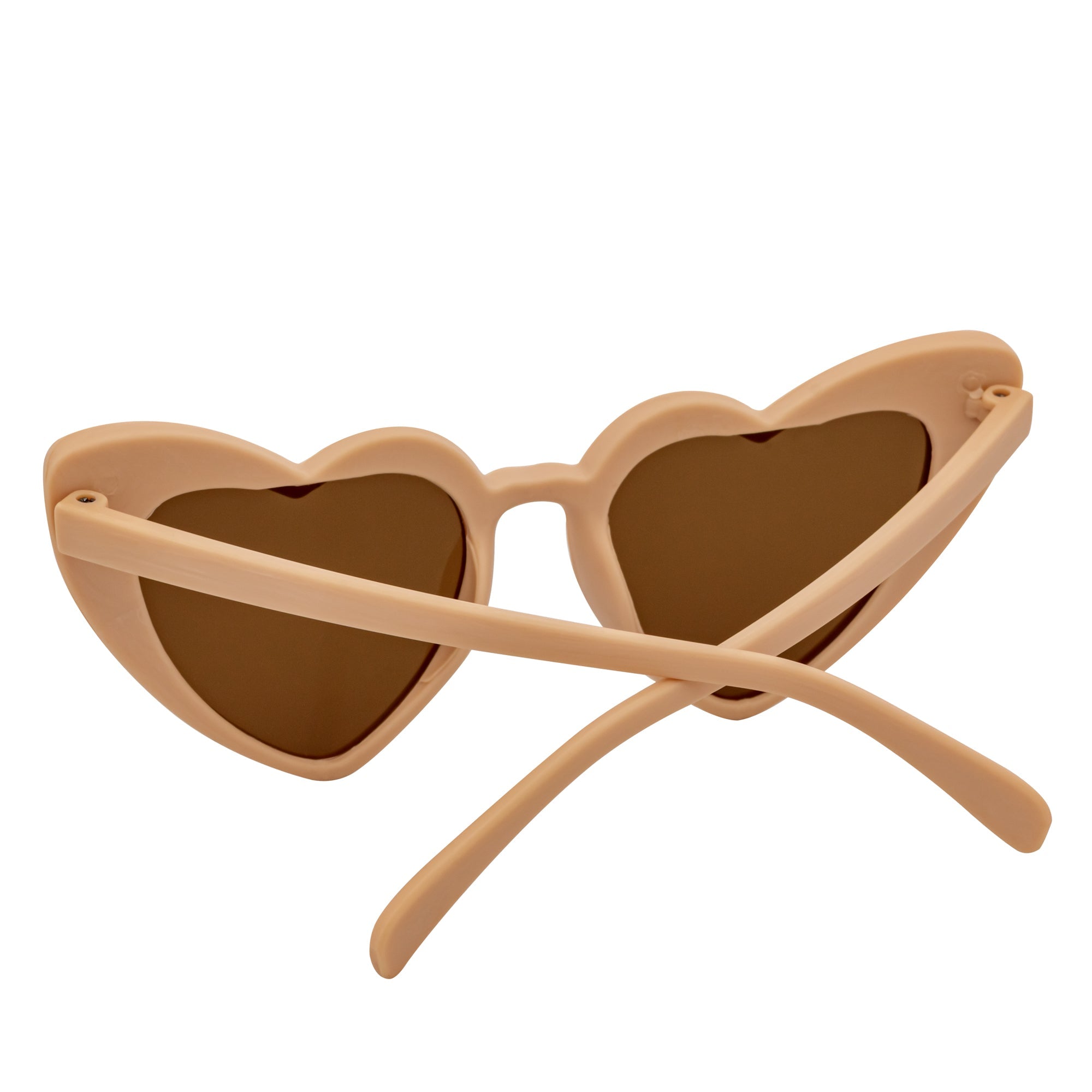 LITTLEHEART - Kids Girls Small Heart Shaped Sunglasses Tan Brown Tint
