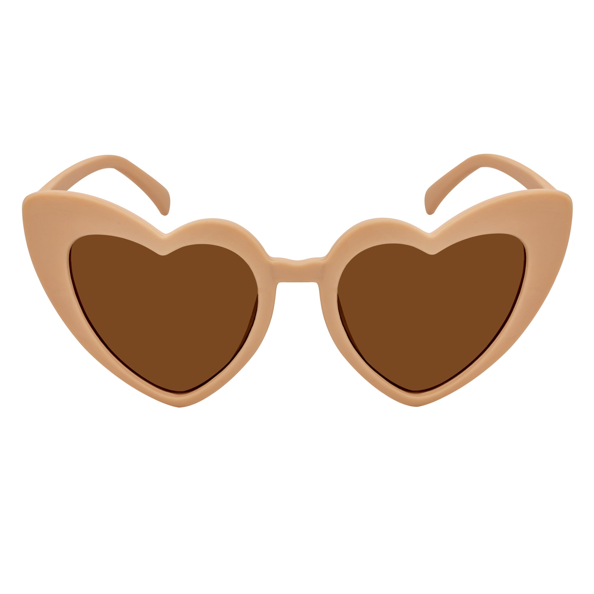 LITTLEHEART - Kids Girls Small Heart Shaped Sunglasses Tan Brown Tint