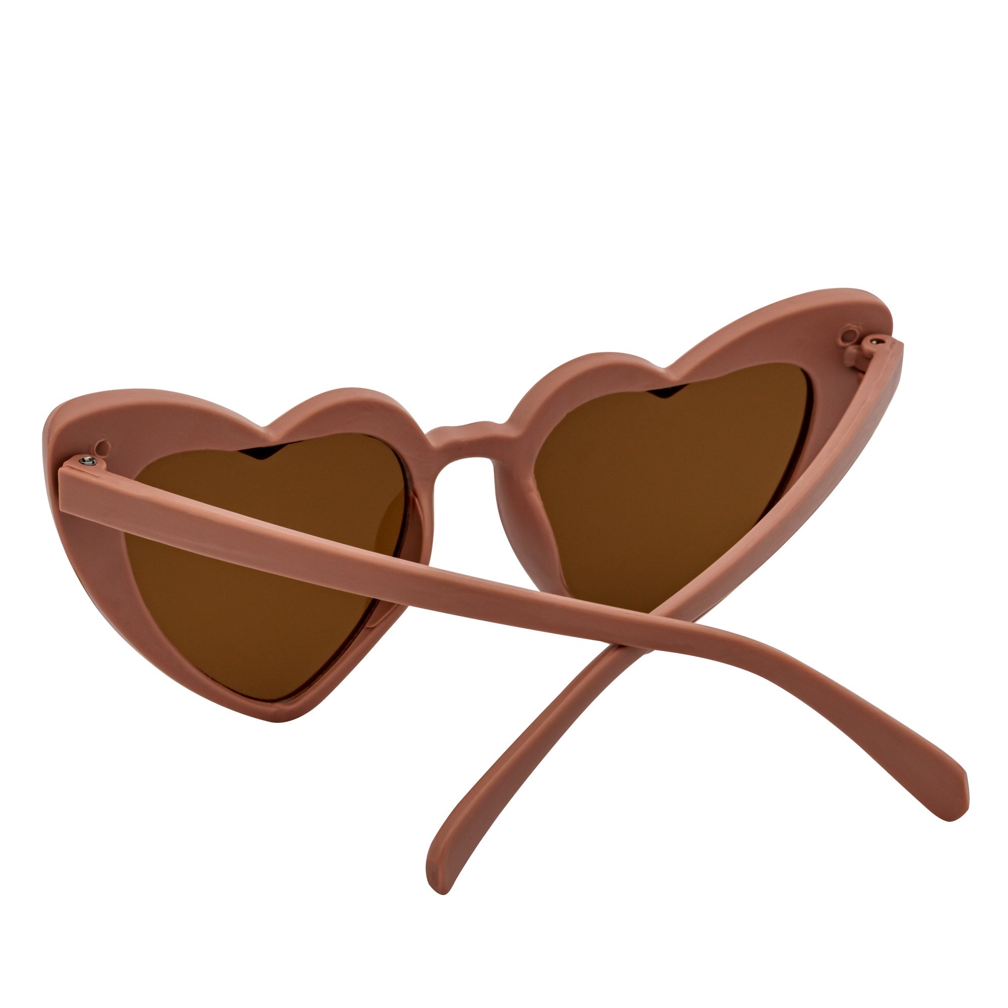 LITTLEHEART - Kids Girls Small Heart Shaped Sunglasses Taupe Brown Tint