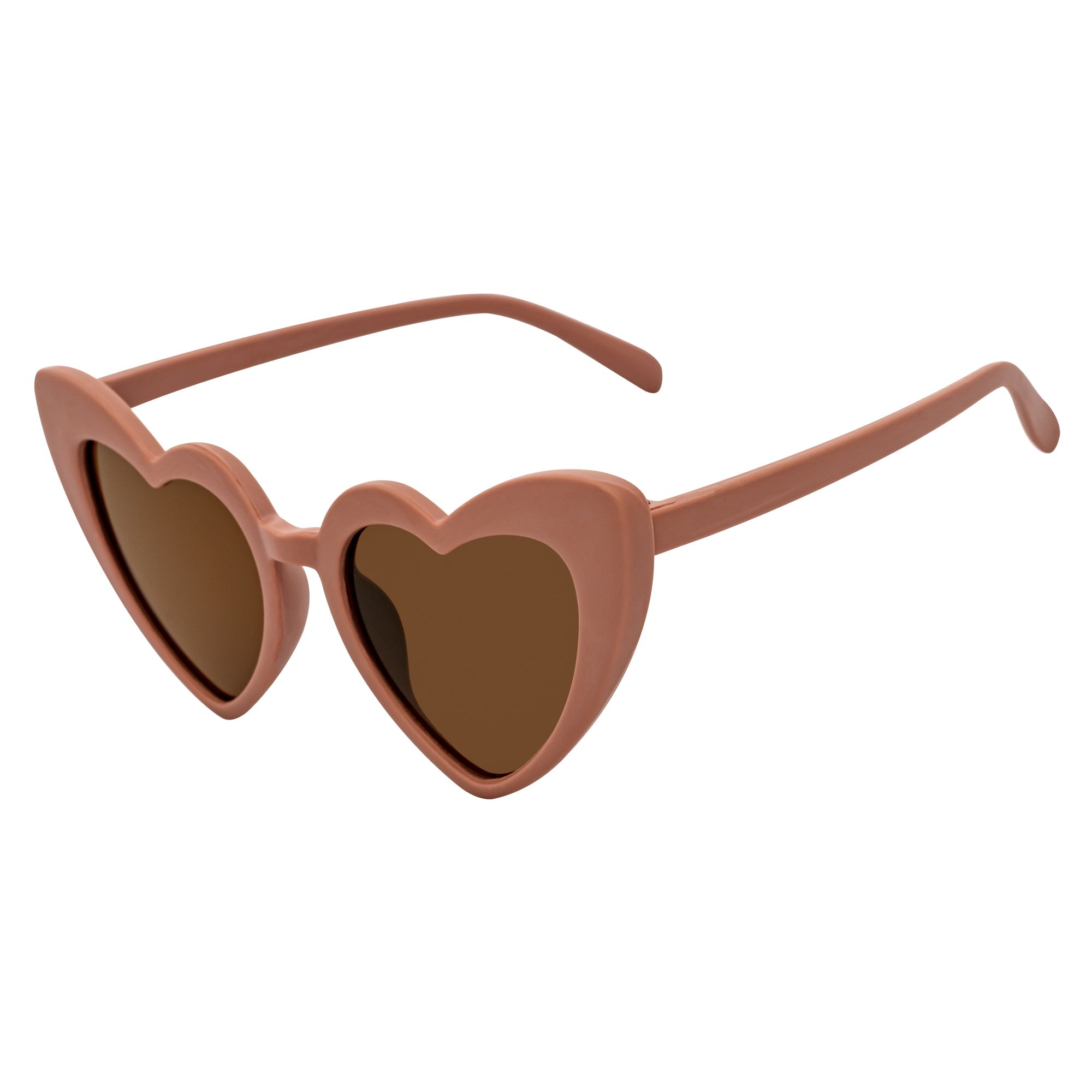 LITTLEHEART - Kids Girls Small Heart Shaped Sunglasses Taupe Brown Tint