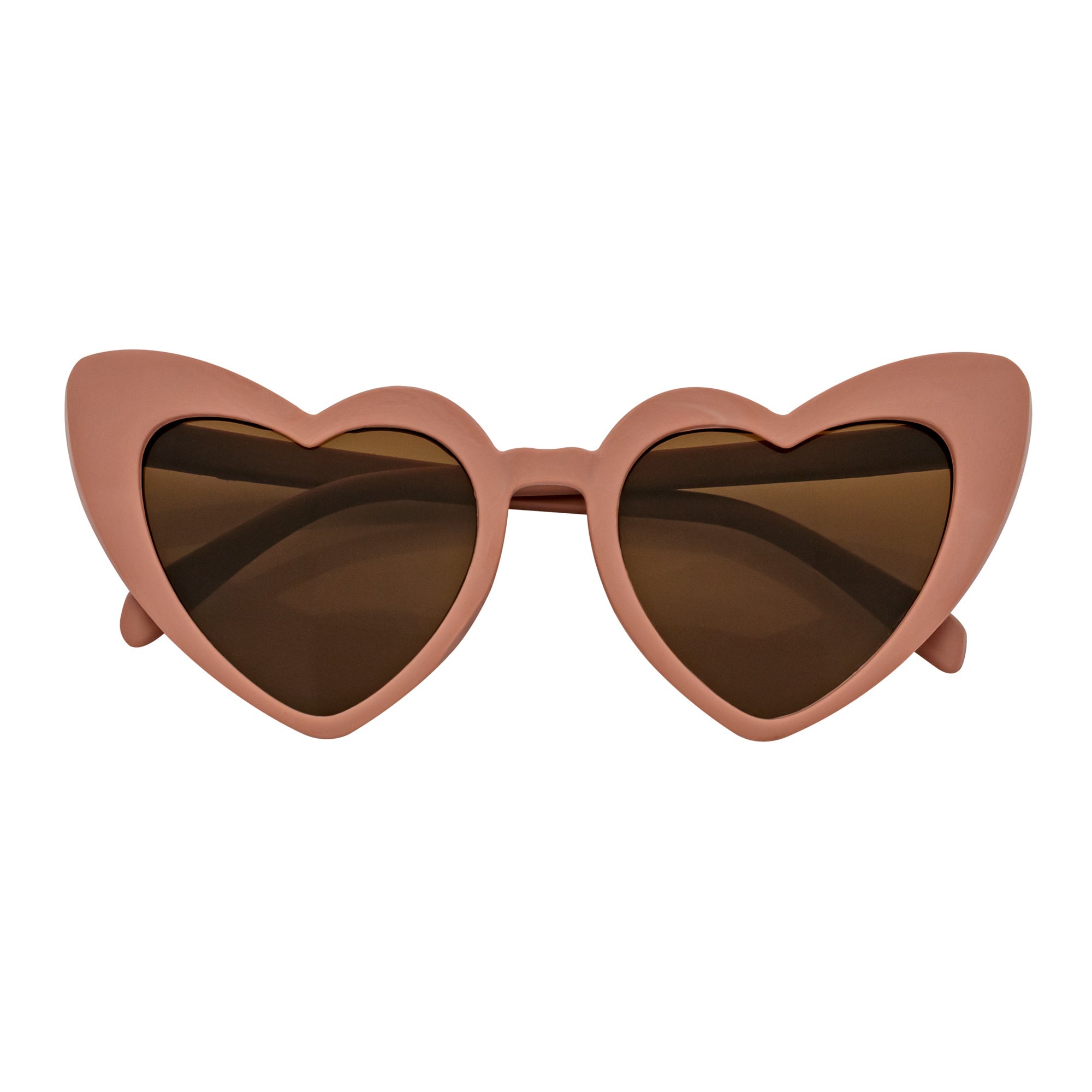LITTLEHEART - Kids Girls Small Heart Shaped Sunglasses Taupe Brown Tint