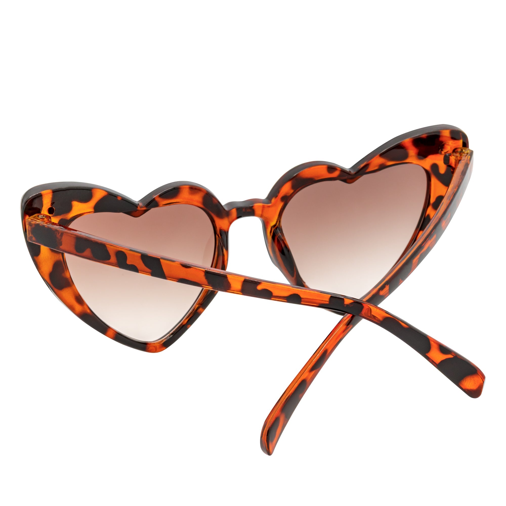 LITTLEHEART - Kids Girls Small Heart Shaped Sunglasses Tortoise Amber Lens