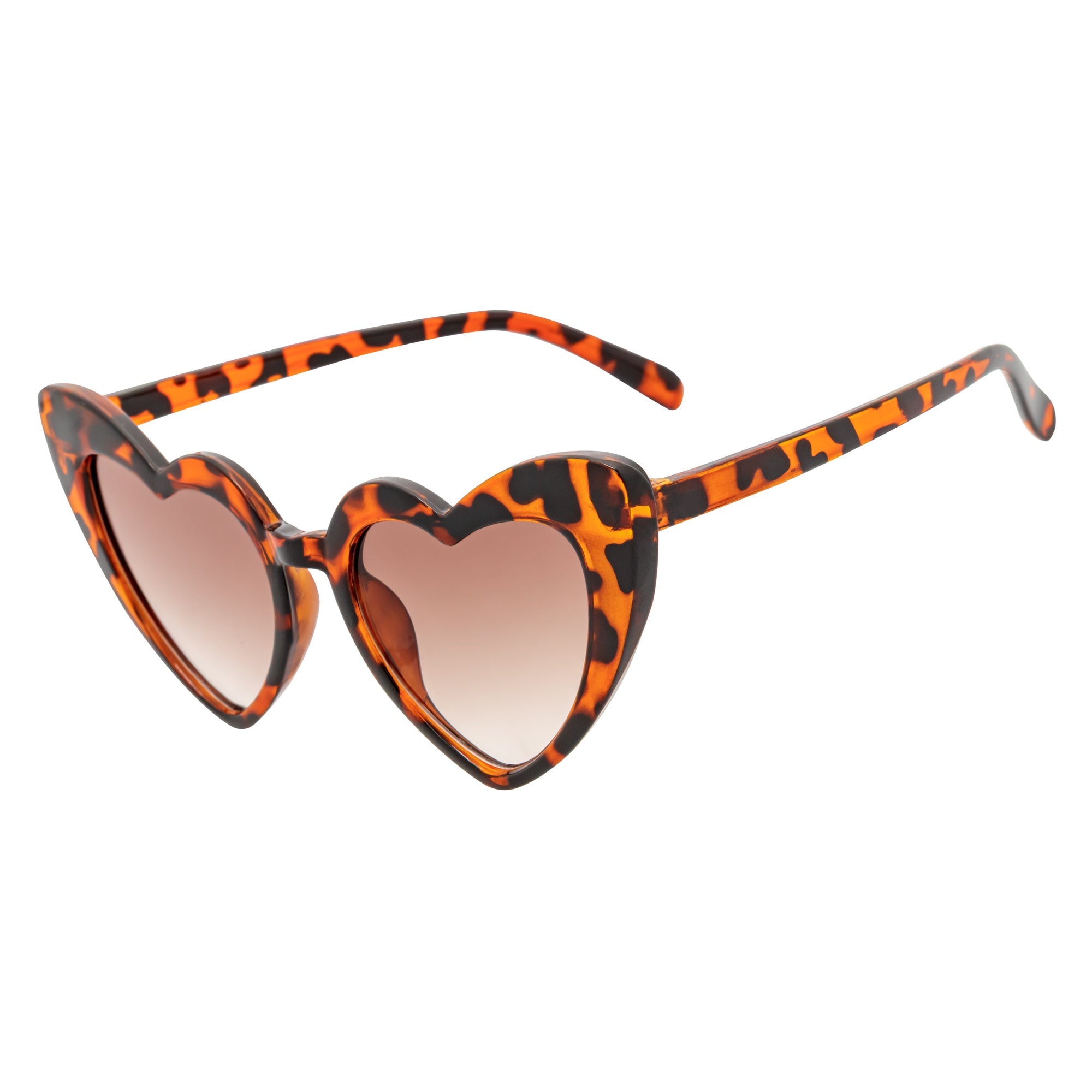 LITTLEHEART - Kids Girls Small Heart Shaped Sunglasses Tortoise Amber Lens