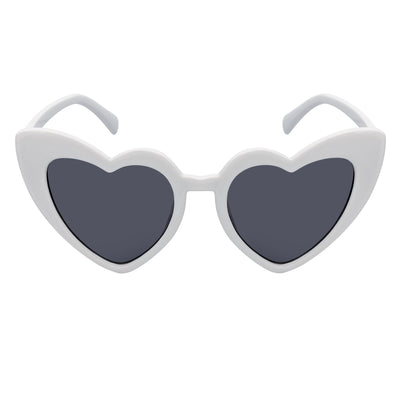 LITTLEHEART - Kids Girls Small Heart Shaped Sunglasses White Smoke Lens