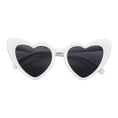 LITTLEHEART - Kids Girls Small Heart Shaped Sunglasses White Smoke Lens