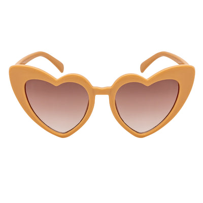 LITTLEHEART - Kids Small Heart Shaped Sunglasses Light Brown Amber Lens
