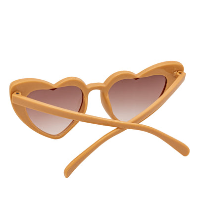 LITTLEHEART - Kids Small Heart Shaped Sunglasses Light Brown Amber Lens