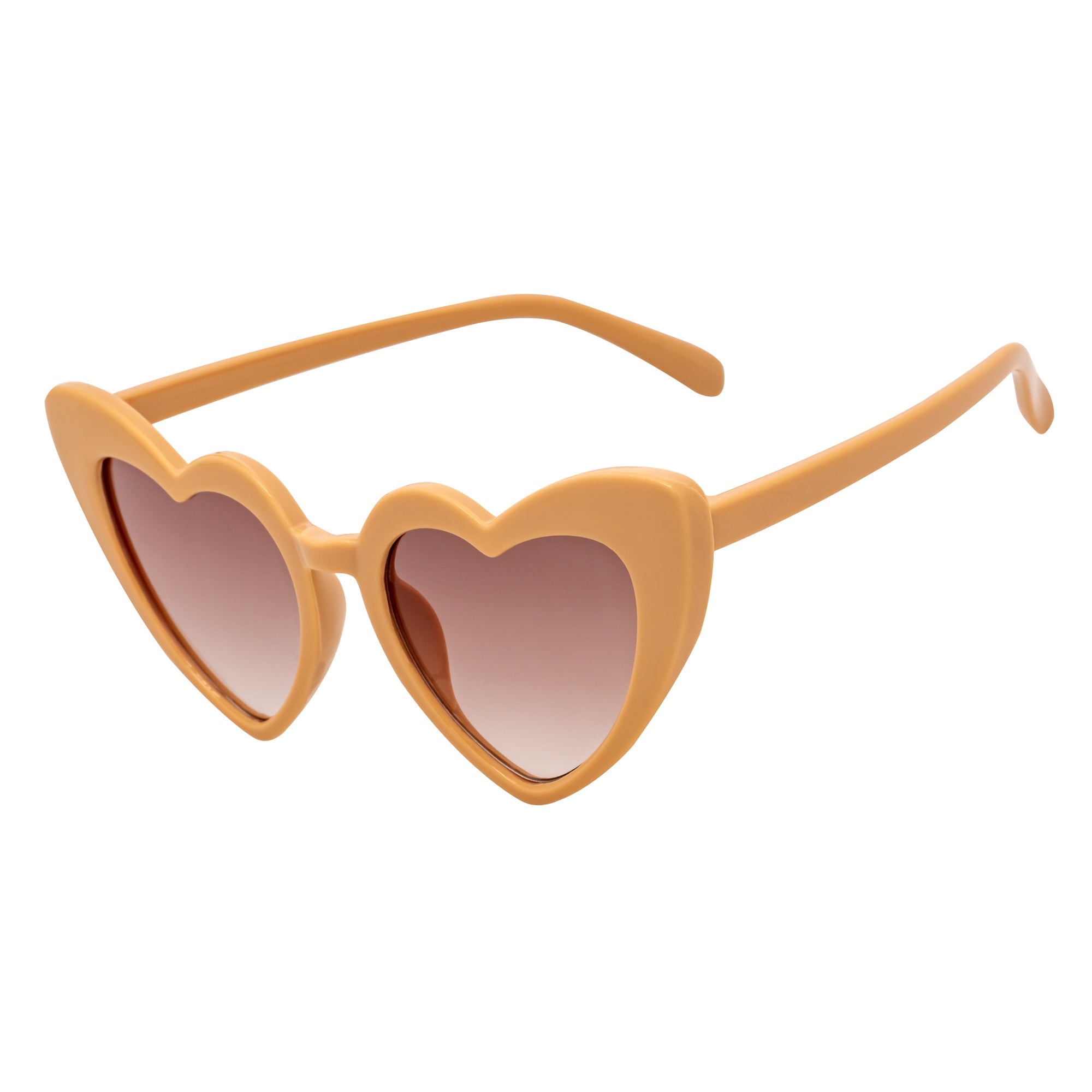 LITTLEHEART - Kids Small Heart Shaped Sunglasses Light Brown Amber Lens