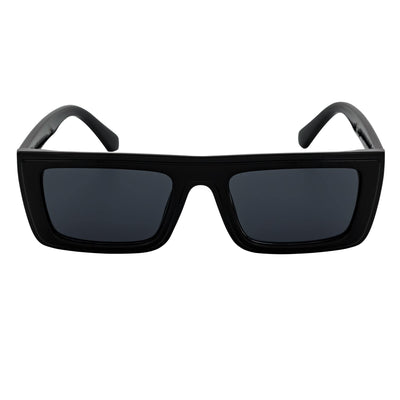 LOWKEY - Small Flat Top Rectangle Square Frame Sunglasses Black Smoke - MorspecsM1097-1