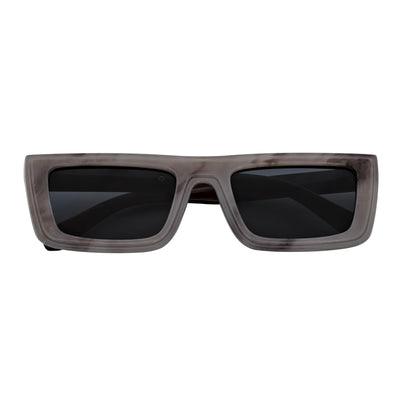 LOWKEY - Small Flat Top Rectangle Square Frame Sunglasses Gray Smoke
