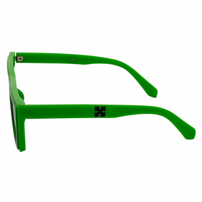LOWKEY - Small Flat Top Rectangle Square Frame Sunglasses Green Smoke
