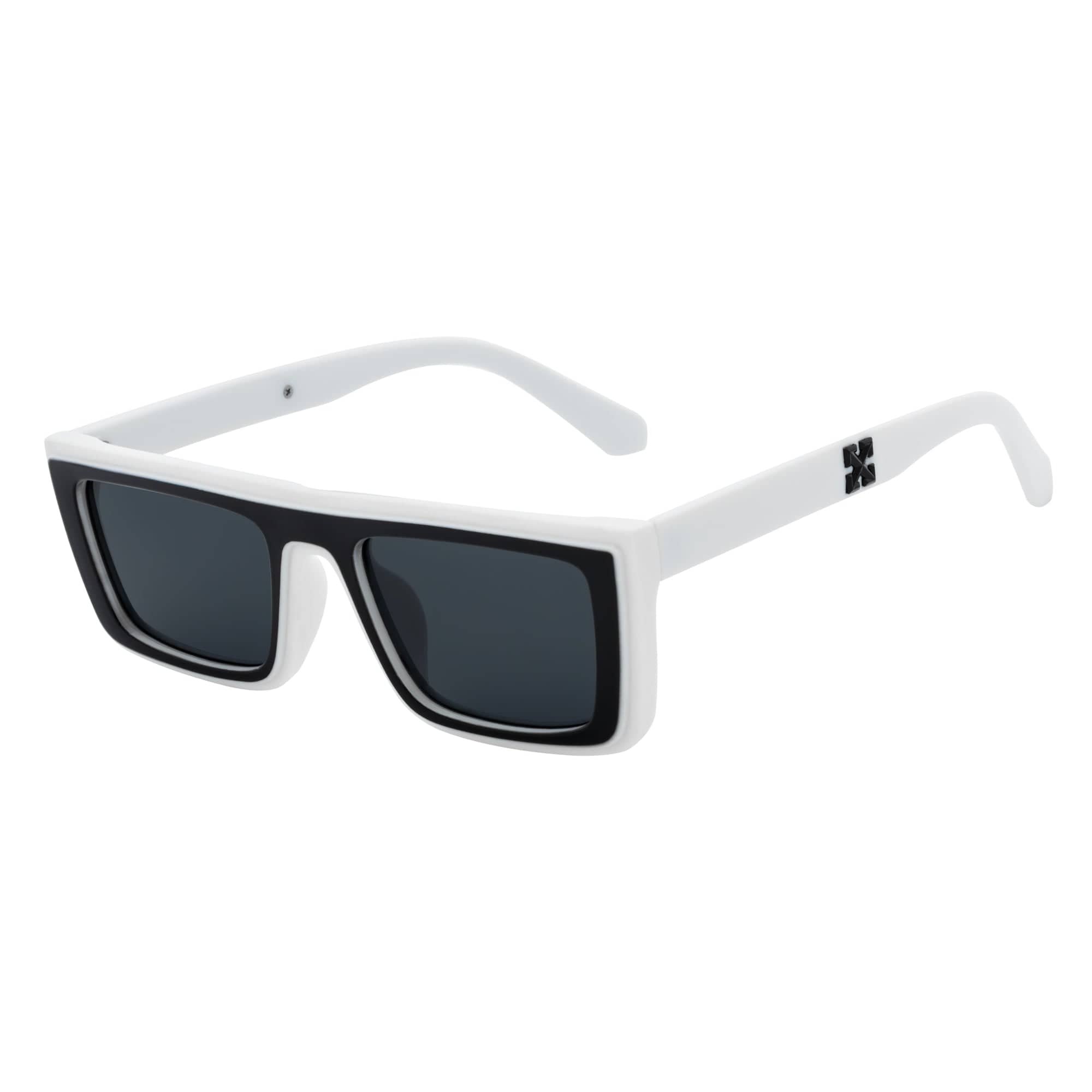 LOWKEY - Small Flat Top Rectangle Square Frame Sunglasses White Smoke - MorspecsM1097 - 6