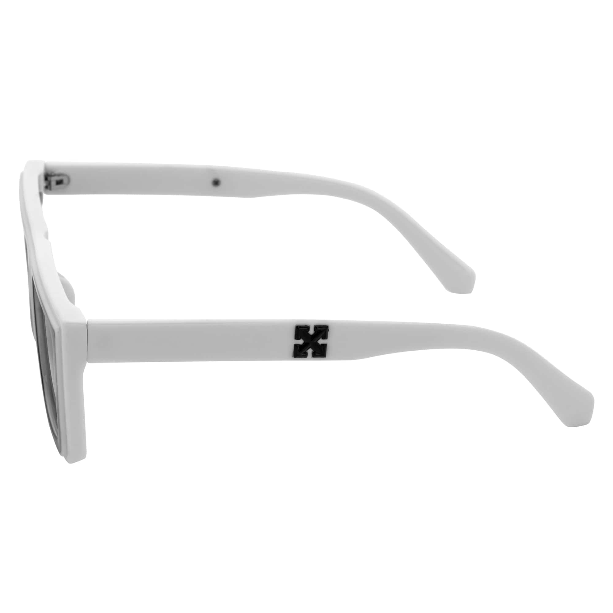 LOWKEY - Small Flat Top Rectangle Square Frame Sunglasses White Smoke