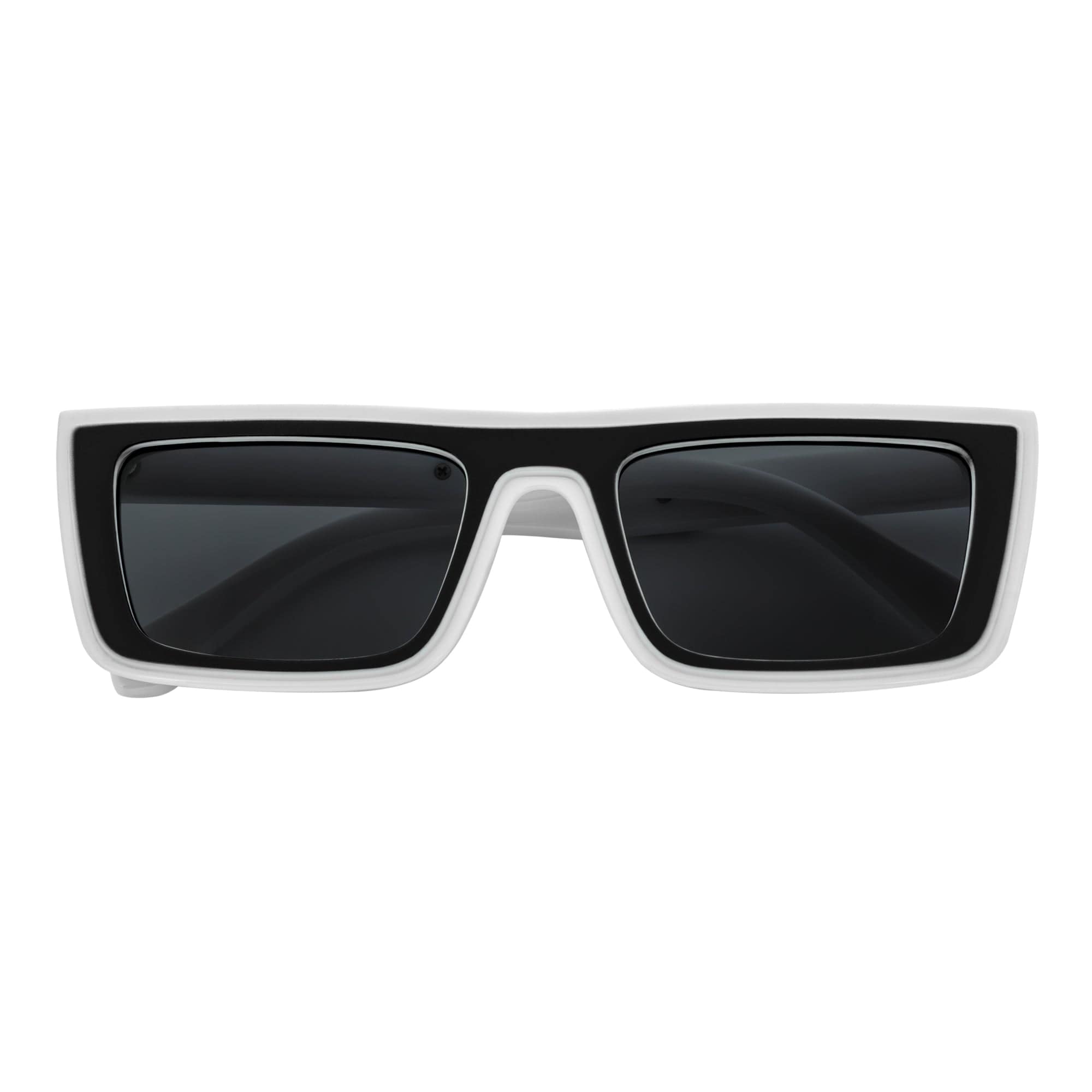 LOWKEY - Small Flat Top Rectangle Square Frame Sunglasses White Smoke