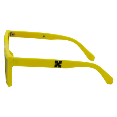 LOWKEY - Small Flat Top Rectangle Square Frame Sunglasses Yellow Smoke