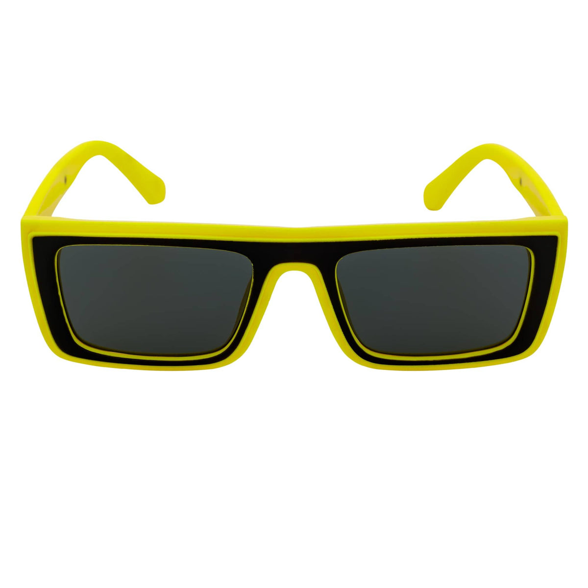 LOWKEY - Small Flat Top Rectangle Square Frame Sunglasses Yellow Smoke - MorspecsM1097 - 5