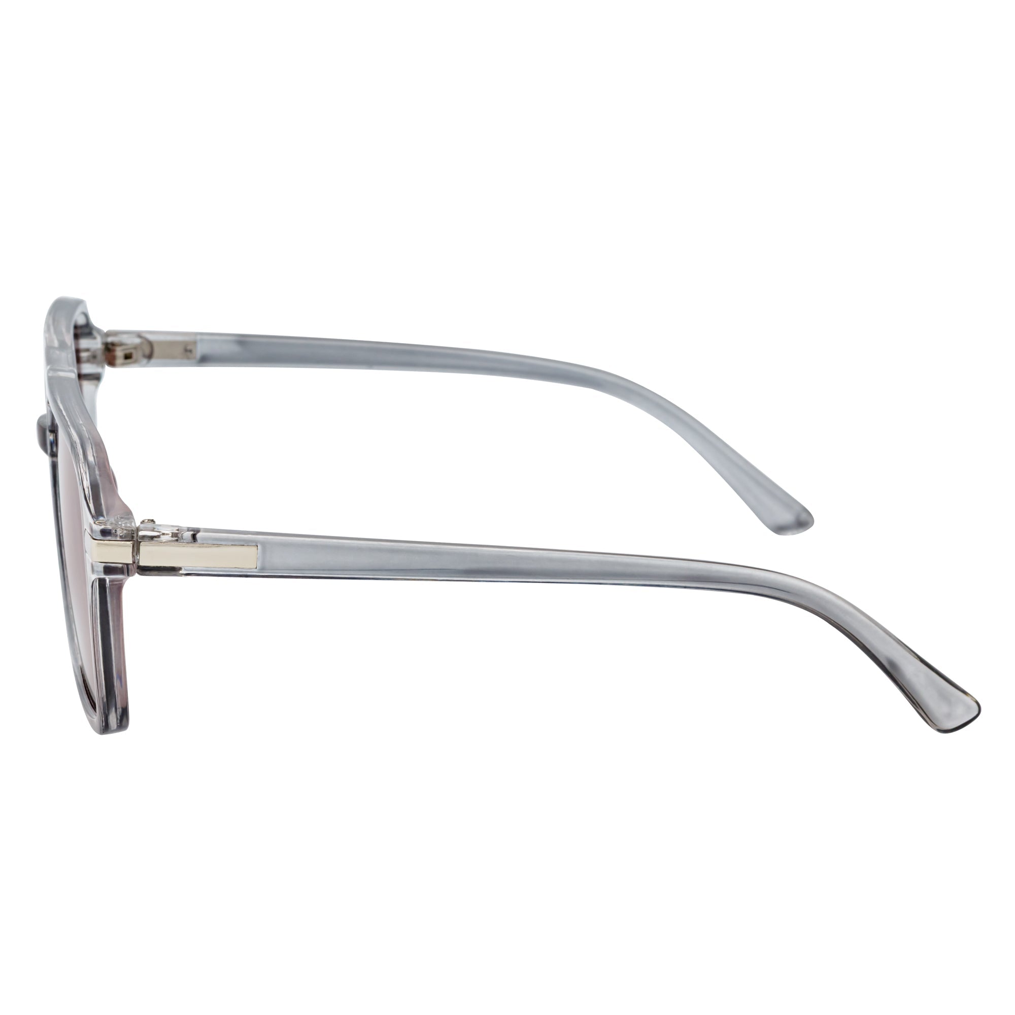 LUCCA - Classic Flat Top Square Aviator Clear Gray Sunglasses Pink Lens
