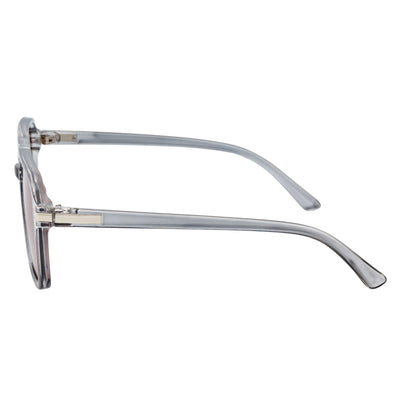 LUCCA - Classic Flat Top Square Aviator Clear Gray Sunglasses Pink Lens