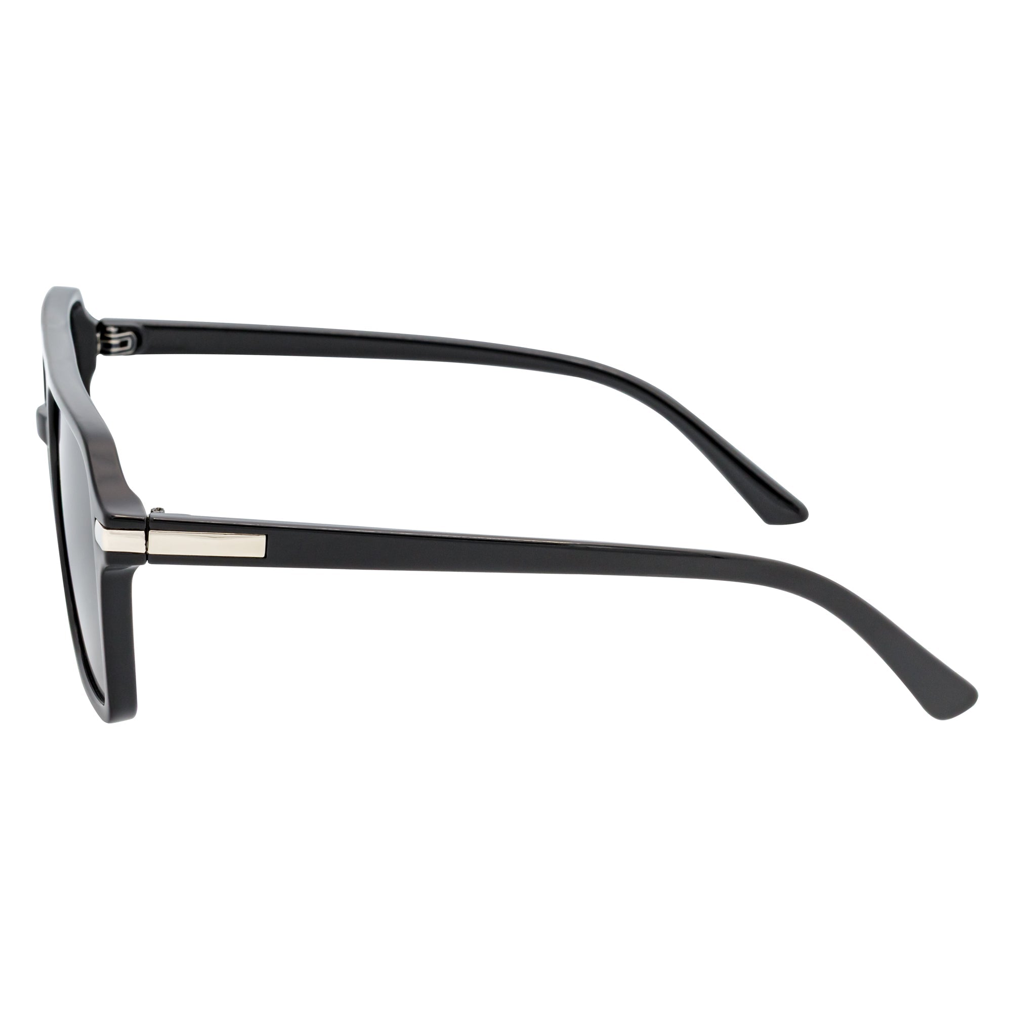 LUCCA - Classic Flat Top Square Aviator Sunglasses Black Smoke Lens