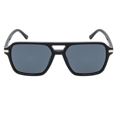 LUCCA - Classic Flat Top Square Aviator Sunglasses Black Smoke Lens