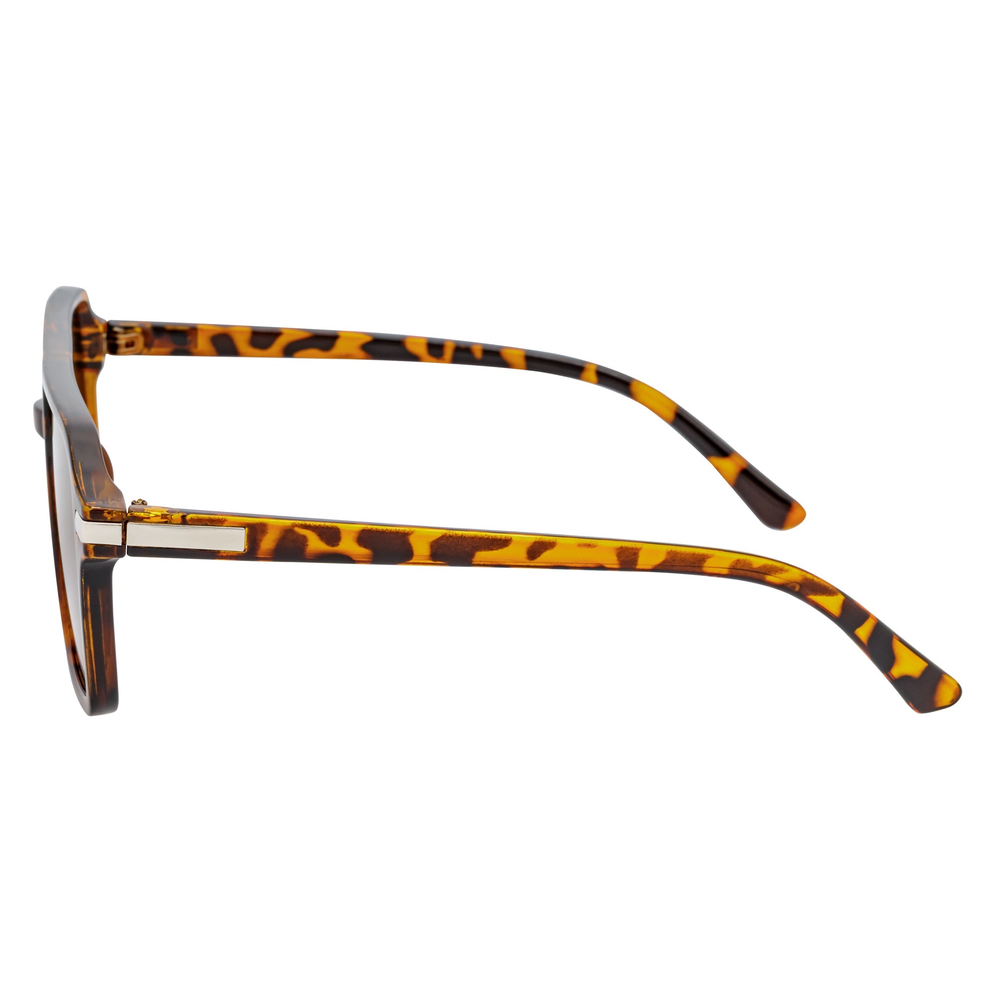 LUCCA - Classic Flat Top Square Aviator Tortoise Sunglasses Brown Lens