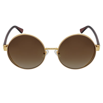 LUNA - Oversize Metal Round Sunglasses Gold-Brown Fade