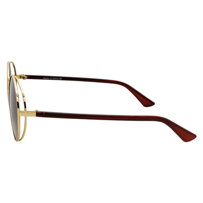 LUNA - Oversize Metal Round Sunglasses Gold-Brown Fade