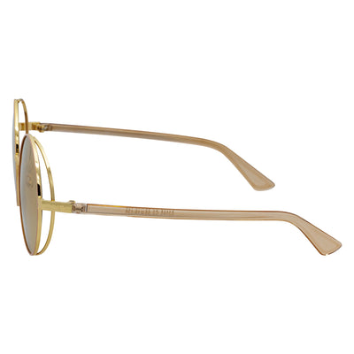 LUNA - Oversize Metal Round Sunglasses Gold-Tan Gold Mirror