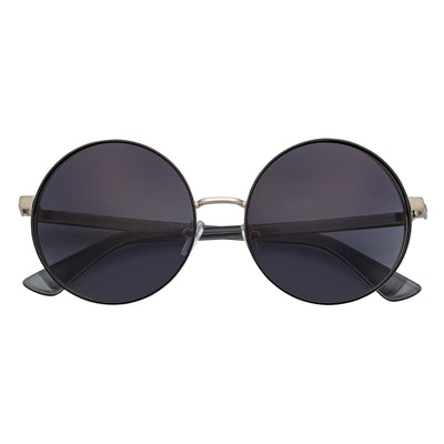 LUNA - Oversize Metal Round Sunglasses Silver-Gray Lavender Fade