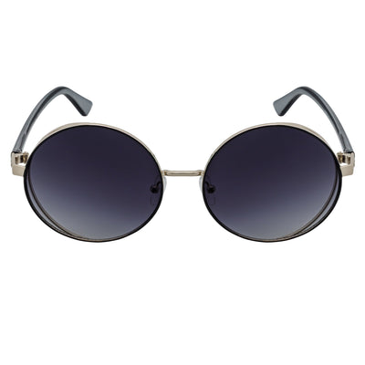 LUNA - Oversize Metal Round Sunglasses Silver-Gray Lavender Fade