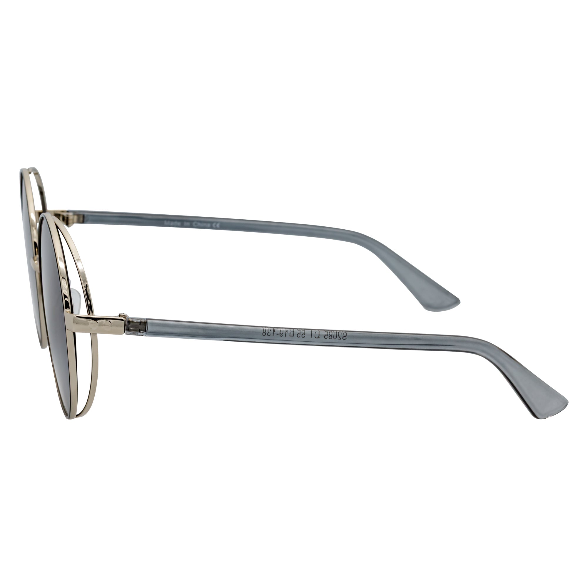 LUNA - Oversize Metal Round Sunglasses Silver-Gray Lavender Fade