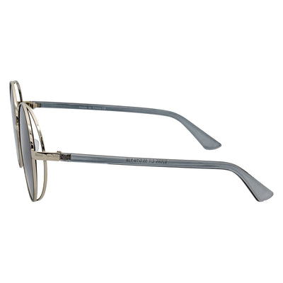LUNA - Oversize Metal Round Sunglasses Silver-Gray Lavender Fade
