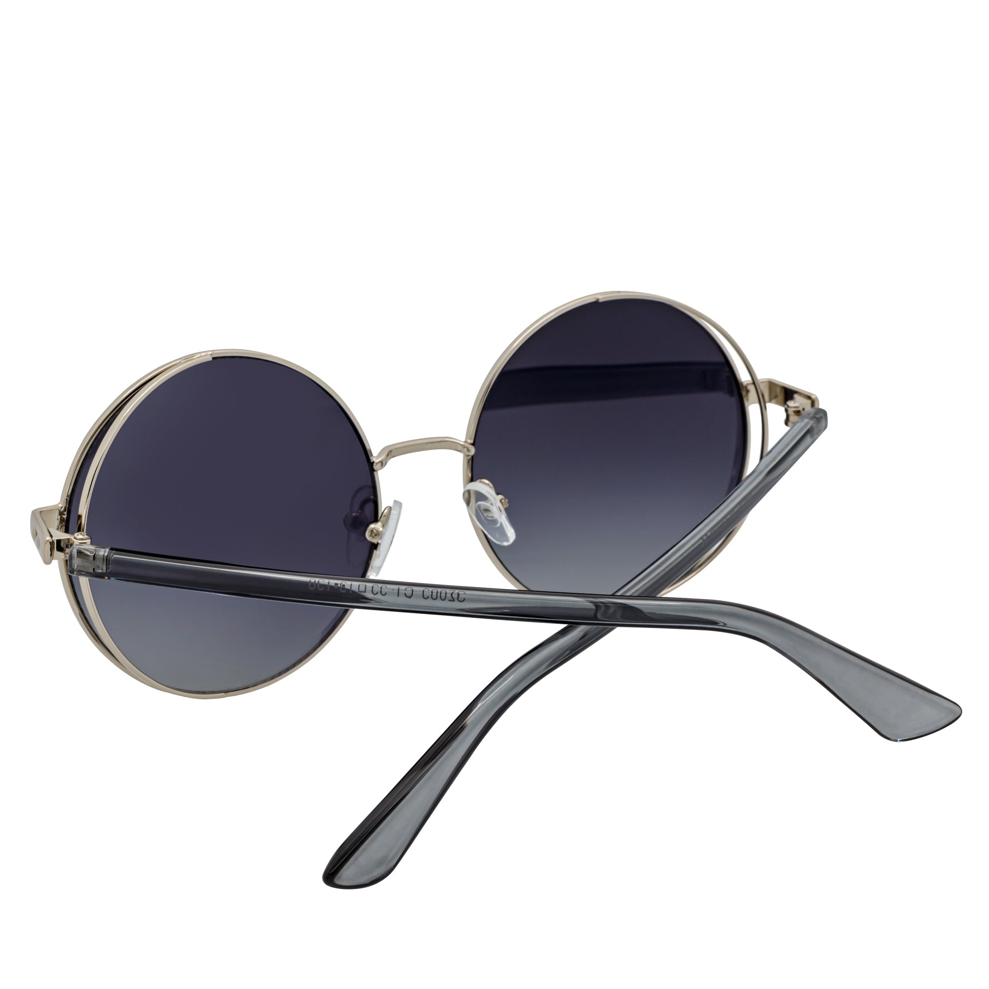 LUNA - Oversize Metal Round Sunglasses Silver-Gray Lavender Fade