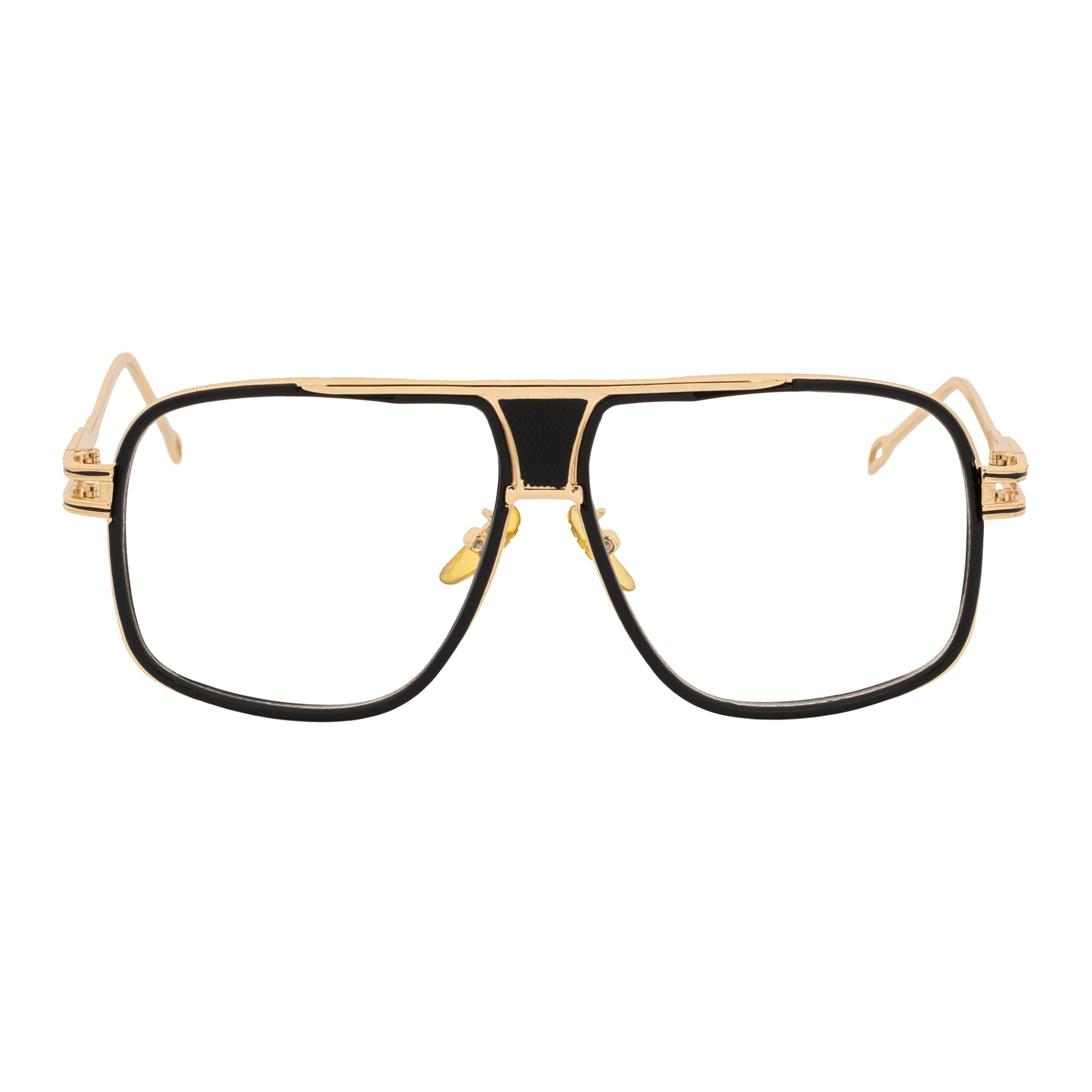 MAC - Two - Tone Square Metal Aviator Black - Gold Glasses Clear Blue Light Lens