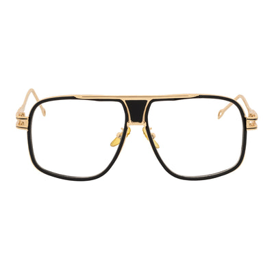 MAC - Two - Tone Square Metal Aviator Black - Gold Glasses Clear Blue Light Lens