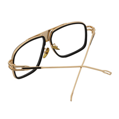 MAC - Two - Tone Square Metal Aviator Black - Gold Glasses Clear Blue Light Lens