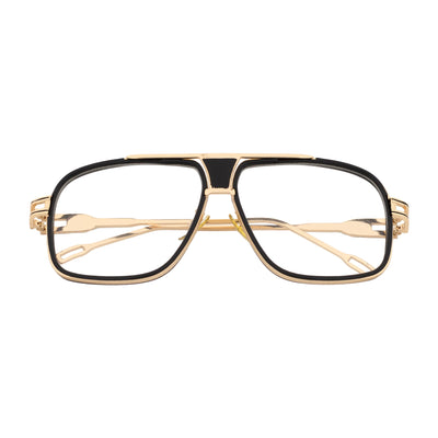 MAC - Two - Tone Square Metal Aviator Black - Gold Glasses Clear Blue Light Lens
