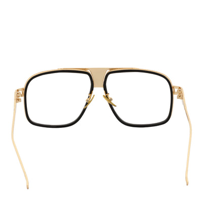MAC - Two - Tone Square Metal Aviator Black - Gold Glasses Clear Blue Light Lens