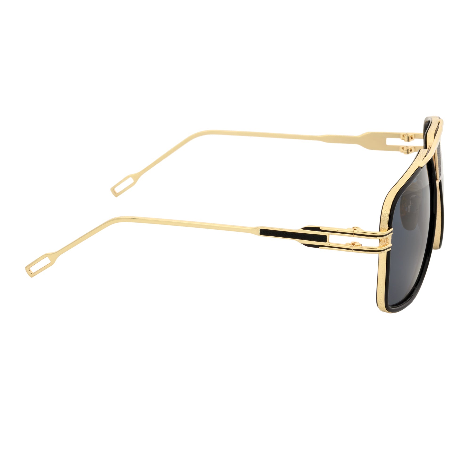 MAC - Two - Tone Square Metal Aviator Black - Gold Sunglasses Dark Smoke Lens