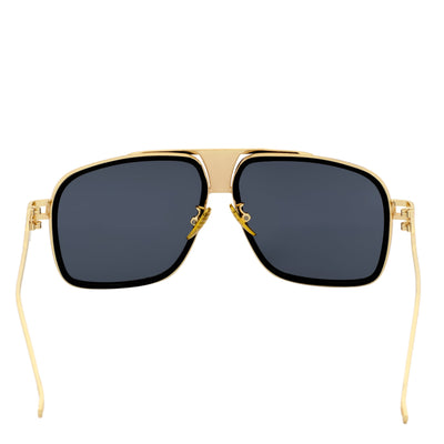 MAC - Two - Tone Square Metal Aviator Black - Gold Sunglasses Dark Smoke Lens