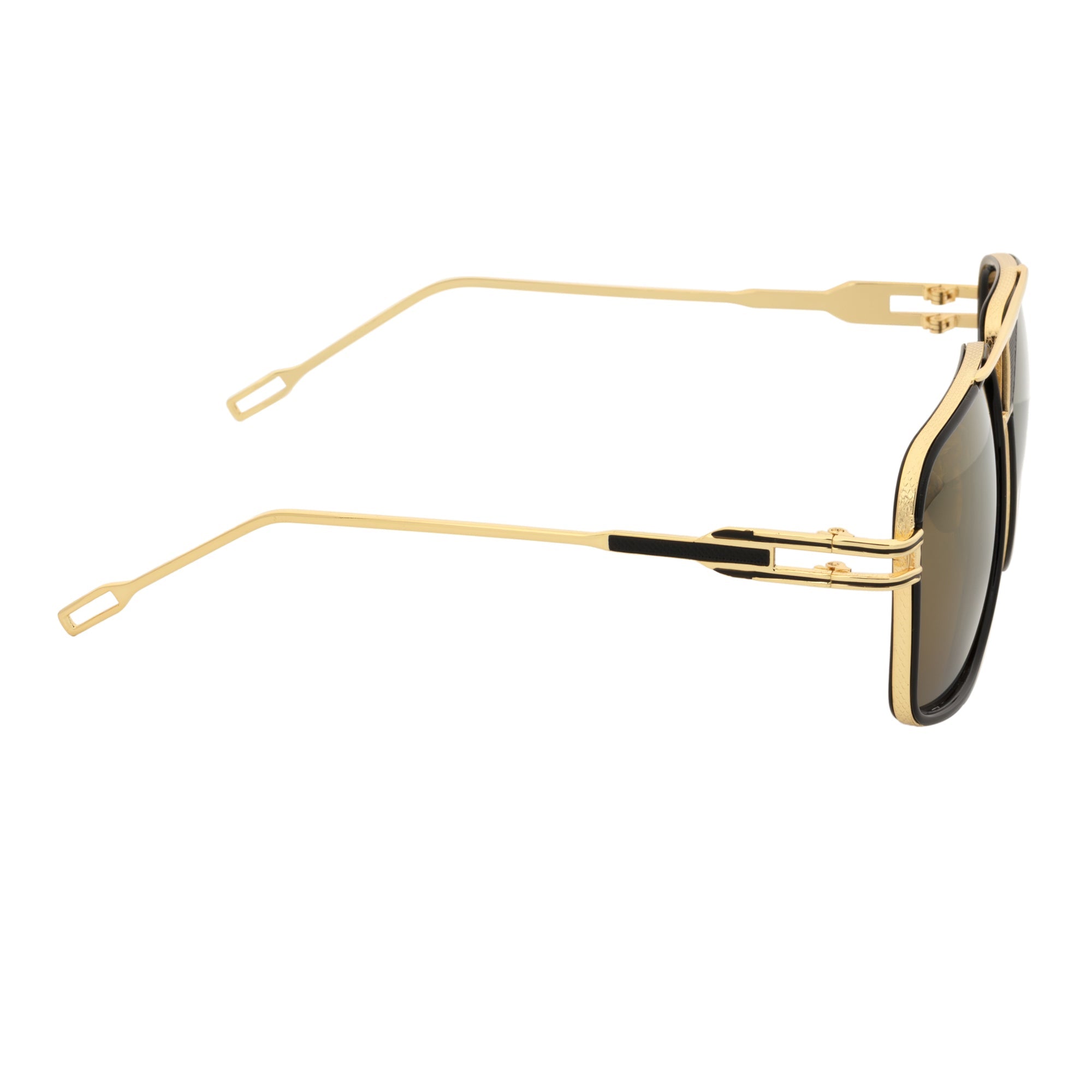 MAC - Two - Tone Square Metal Aviator Black - Gold Sunglasses Gold Mirror Lens