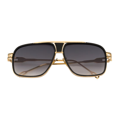 MAC - Two - Tone Square Metal Aviator Black - Gold Sunglasses Lavender Fade Lens
