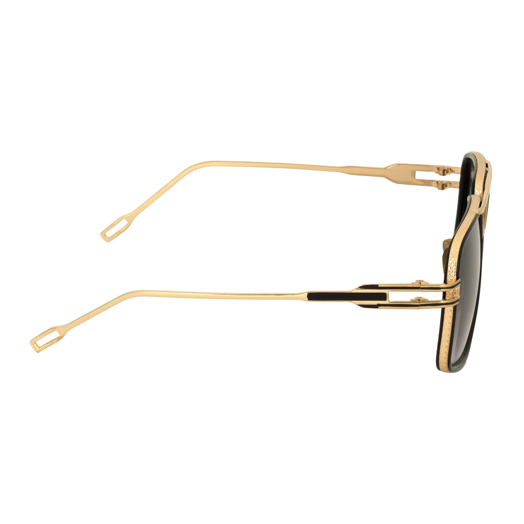 MAC - Two - Tone Square Metal Aviator Black - Gold Sunglasses Lavender Fade Lens