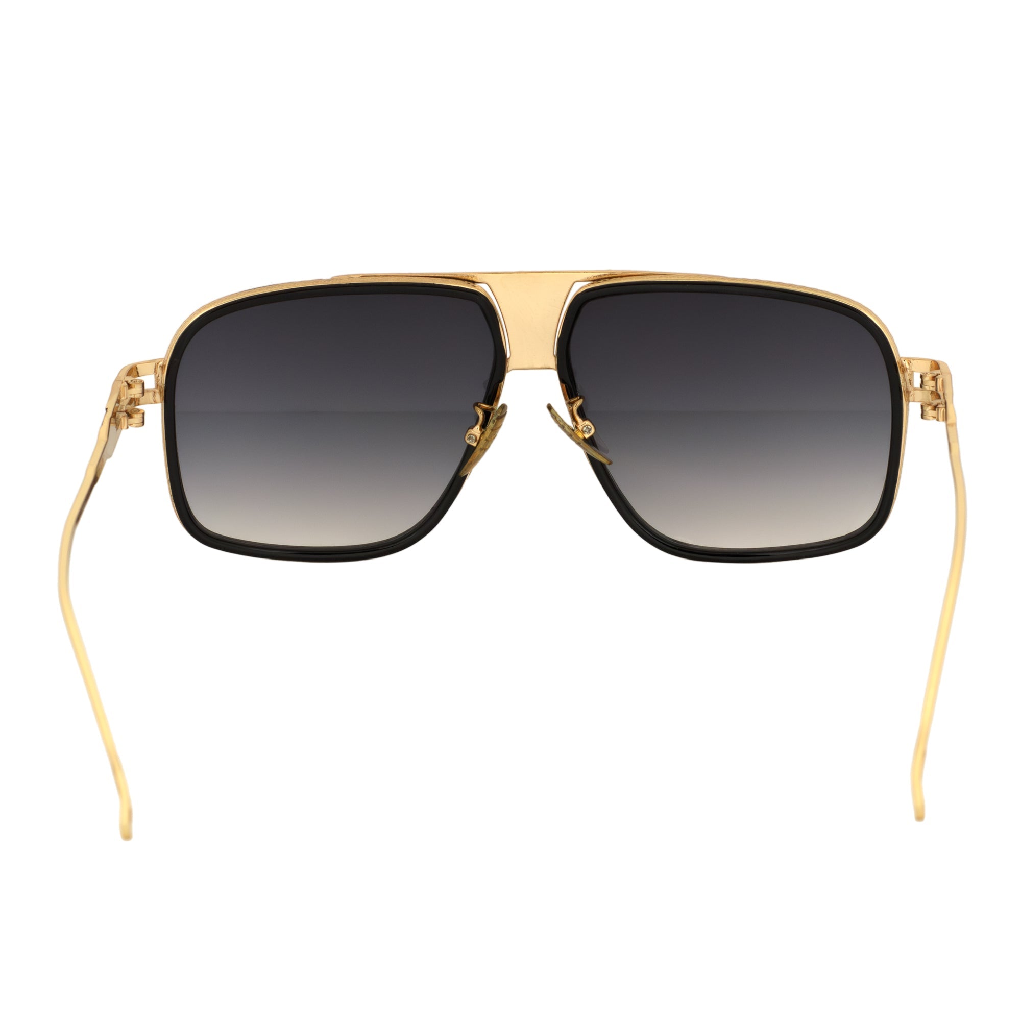 MAC - Two - Tone Square Metal Aviator Black - Gold Sunglasses Lavender Fade Lens