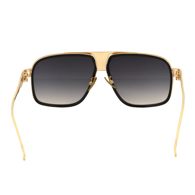 MAC - Two - Tone Square Metal Aviator Black - Gold Sunglasses Lavender Fade Lens
