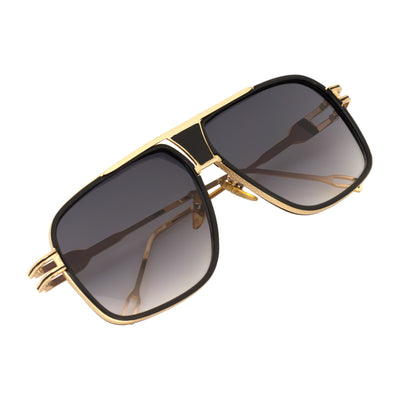 MAC - Two - Tone Square Metal Aviator Black - Gold Sunglasses Lavender Fade Lens