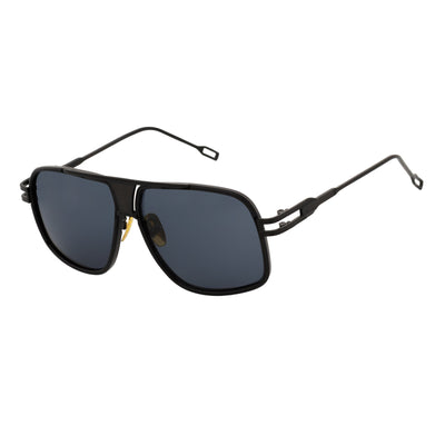 MAC - Two - Tone Square Metal Aviator Black Sunglasses Dark Smoke Lens